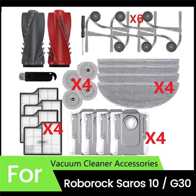 

Комплект для обслуживания A69X-26-Piece для Roborock Saros 10 / G30 — включает в себя все необходимые щетки, фильтры, тряпки и мешки для сбора пыли.