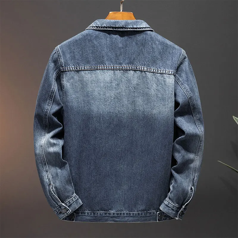 Personalized American casual denim jacket men's high street retro loose jacket oversized workwear trendy clothes korean fashion