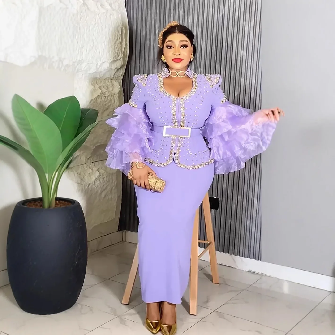 

African Dresses for Women Plus Size Diamonds Wedding Evening Party Long Dress Dashiki Ankara Outfits Bodycon African Clothes