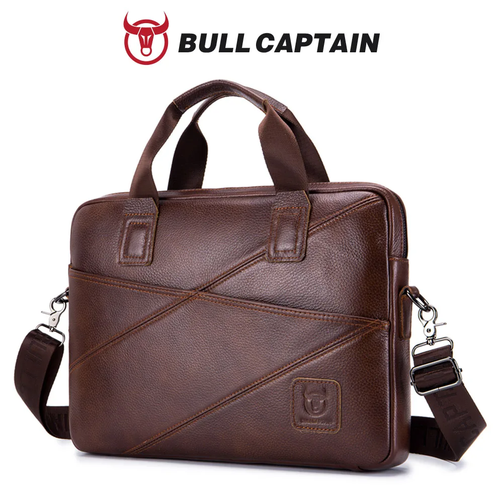 BULLCAPTAIN Men's Leather Briefcase With Large Capacity Multifunctional Handbag Business Bag For Computer Men's Satchel Bag