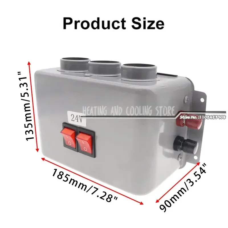 500W 12/24V Car Heater Electric Cooling Heating Fan Portable Electric Dryer Windshield Defogging Demister Defroster Trucks Boat