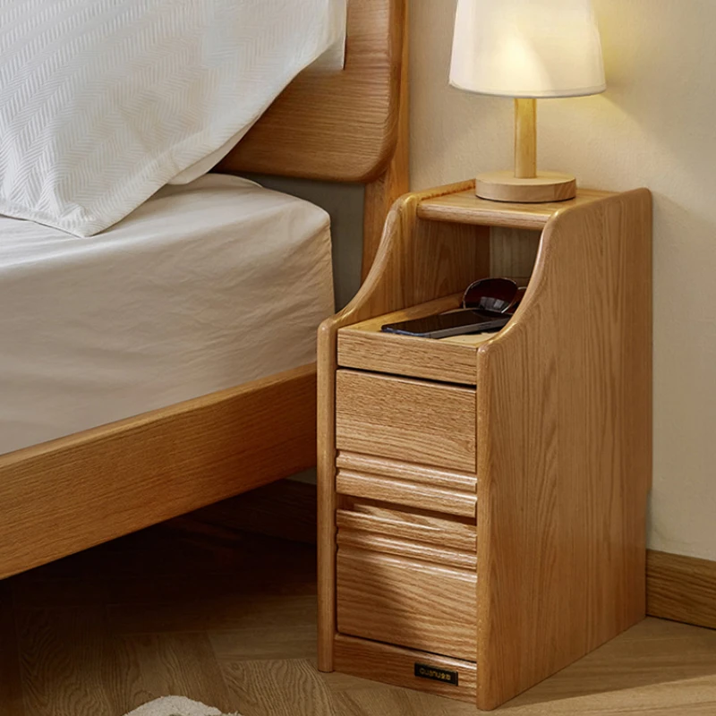 Italiya Nordic Bedsides Table Wooden Narrow French Nordic Design Bedroom Nightstand Small Teen Walnut Mesa De Noche Furnitures