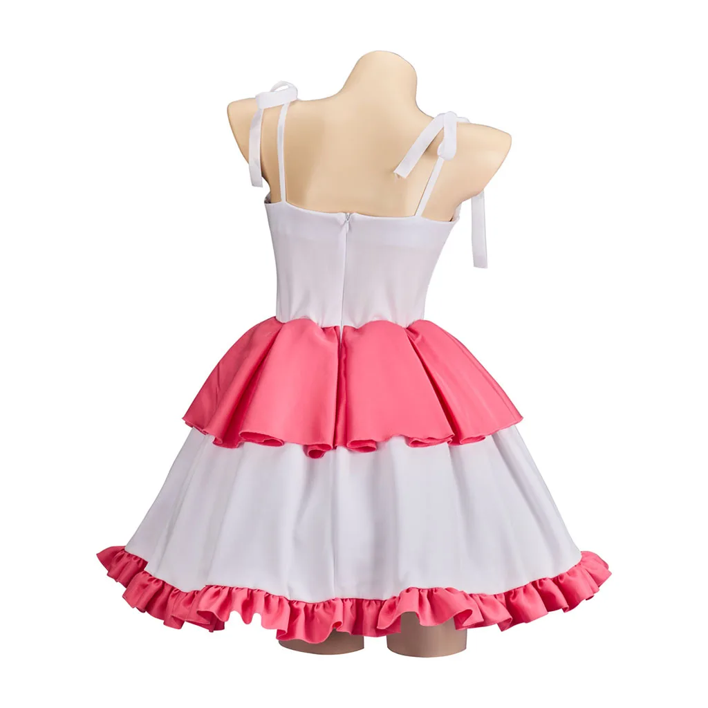 Perfect Blue Mima Kirigoe Cosplay Kostuum Roze Slipdress met Strik Kousen Lolita Tube Dress Halloween Party Outfits