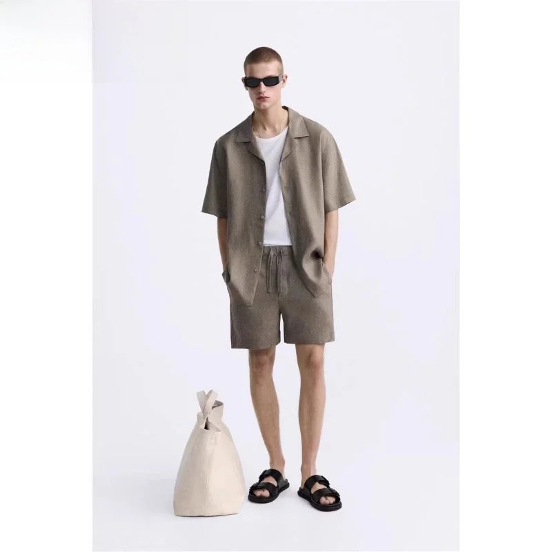 

New Summer 2024 Men's Casual Loose Fit Straight Leg Linen orts Elastic Waist Comfortable Faion Urban Sle orts