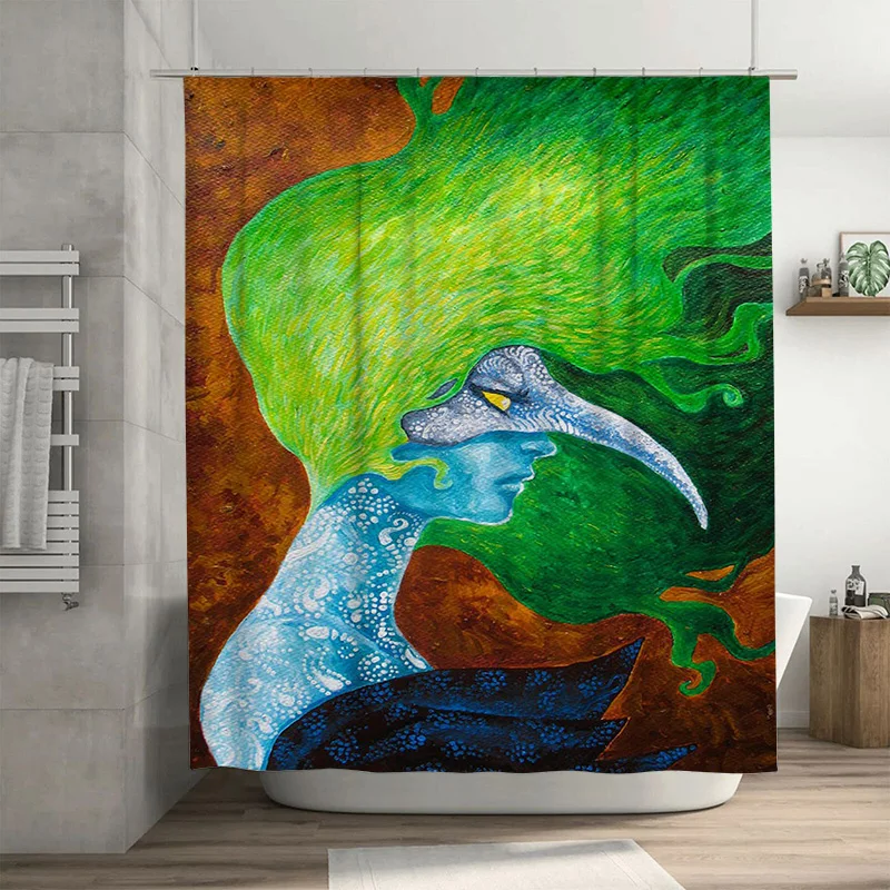 

Abstract Waterfall Art Shower Curtain Blue, Green, Brown White Beautiful Bathroom Decor Gift