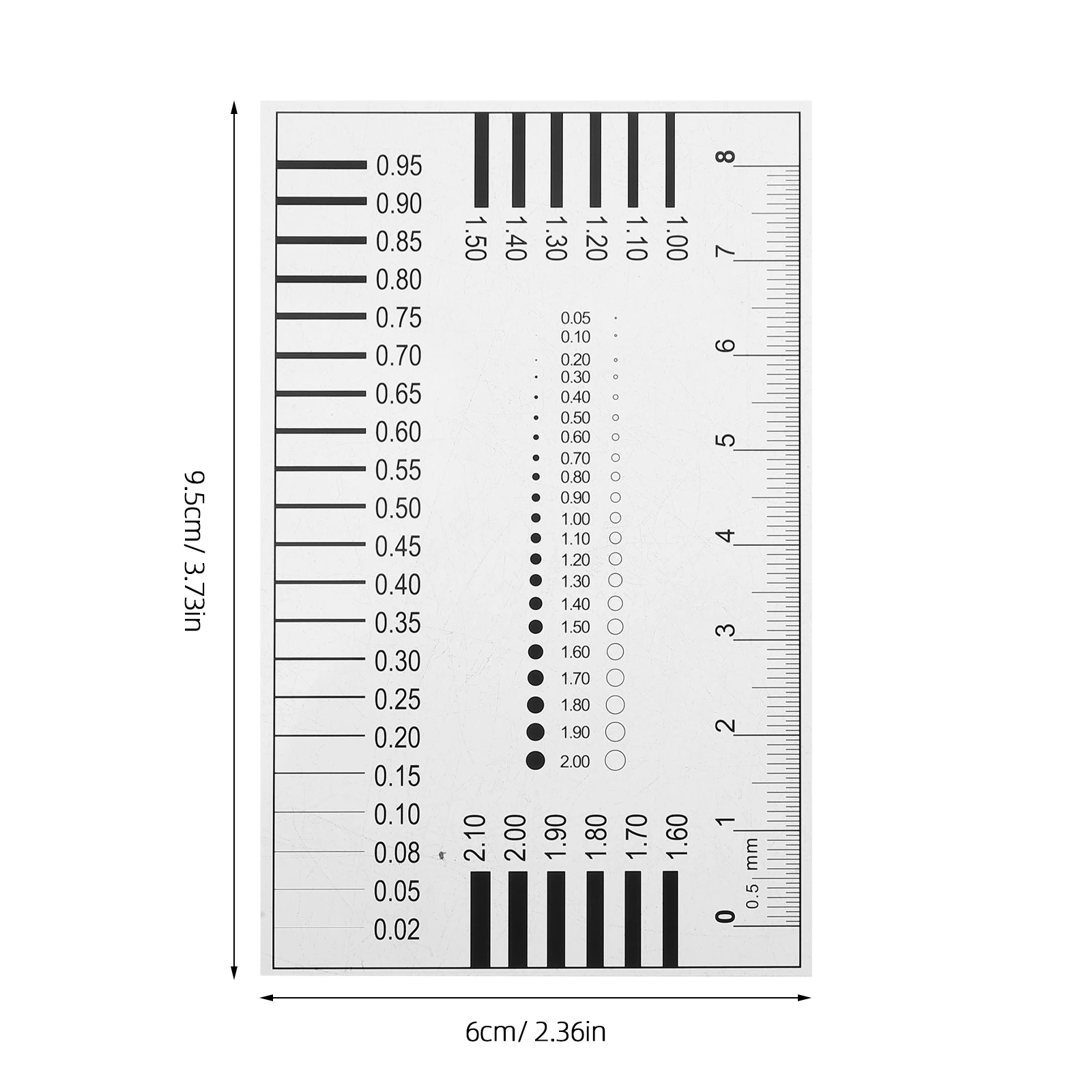 مسطرة فيلم عالية الدقة أداة تقدير الحجم الثاني لقياس عيوب خط بطاقة الصدر مساطر قياس #2