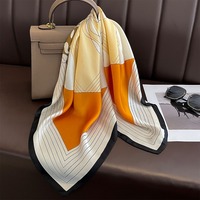 68cm Line Flower Scarf Women's New Spring and Summer Imitation Silk Scarf High-end Fresh Versatile Headscarf Shawl