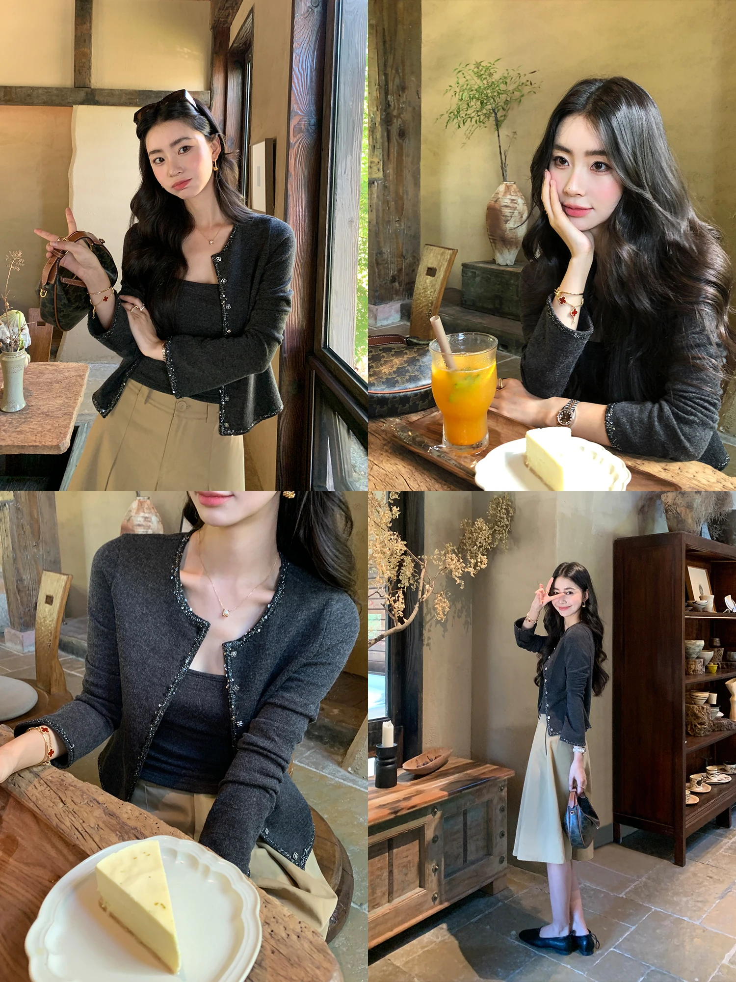 

Pusumede Paris Chic Long Sve вязаный открытый кардиган женский топ с бретельками расклешенный женский верхняя одежда Faion ort