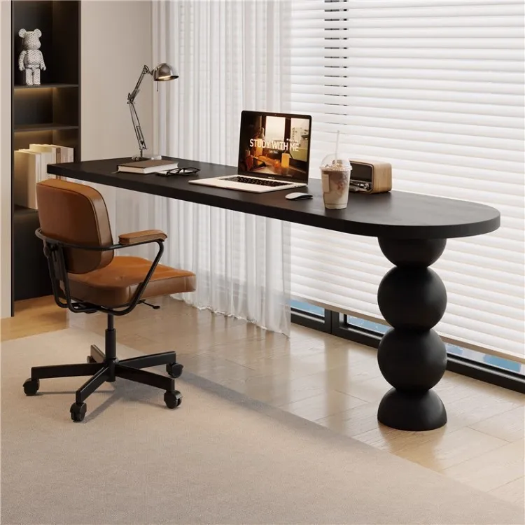 Solid wood long table Bedroom Home Black Office Writing Computer Desk Student Children Double