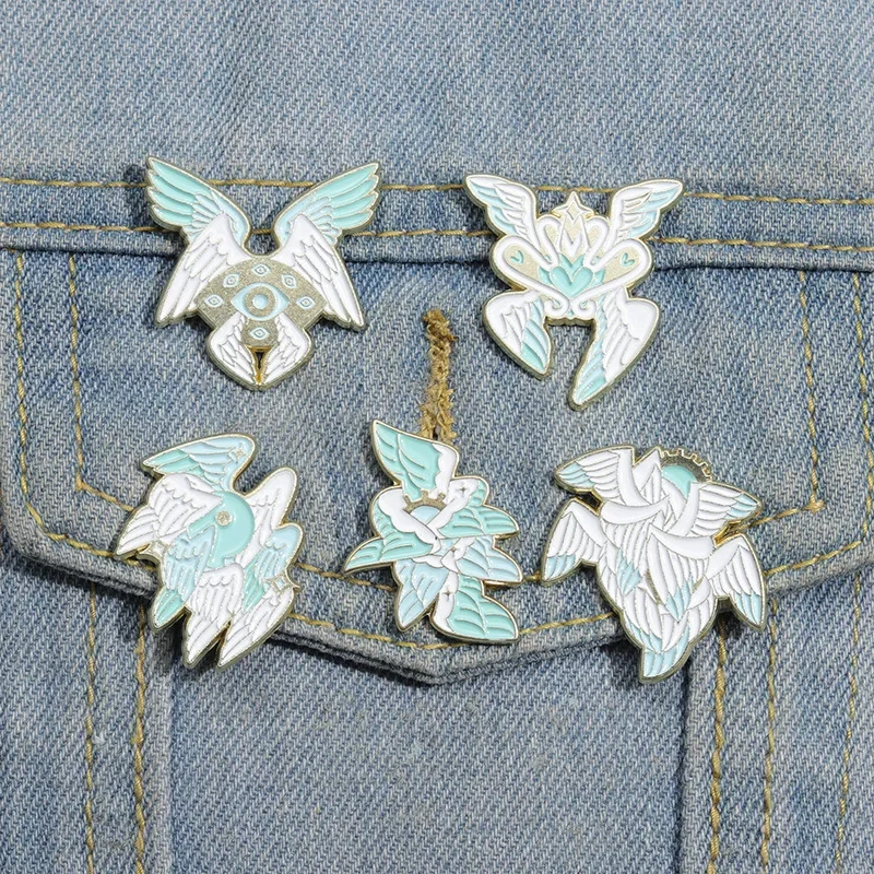 Seraphim Eye Enamel Pins Pure White Angel Wings Spirit Seraph Brooches Lapel Badges Biblical Christianity Belief Jewelry Gift