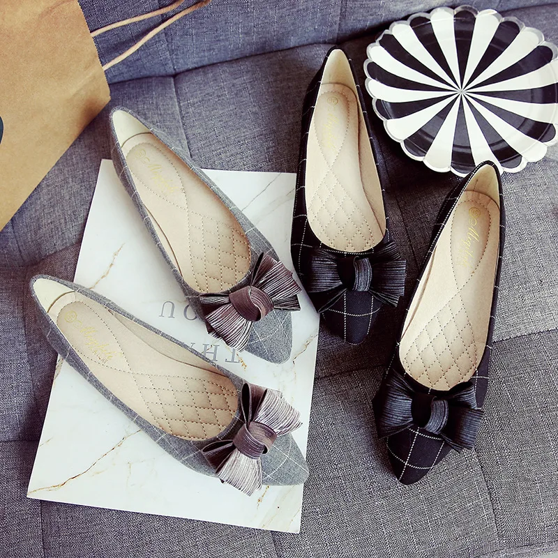 New Women Shoes Casual Flats Shoes Woman Plus Size Flats Fashion Butterfly-knot Slip-on Loafers Ladies Boat Shoes Spring Autumn