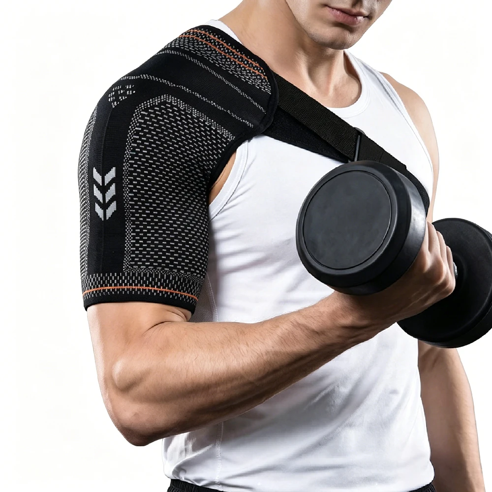 1PCS Breathable Sweat-Wicking Shoulder Stabilizer Brace,Adjustable Knit Compression Sleeve Fits Left & Right Shoulder For Sports