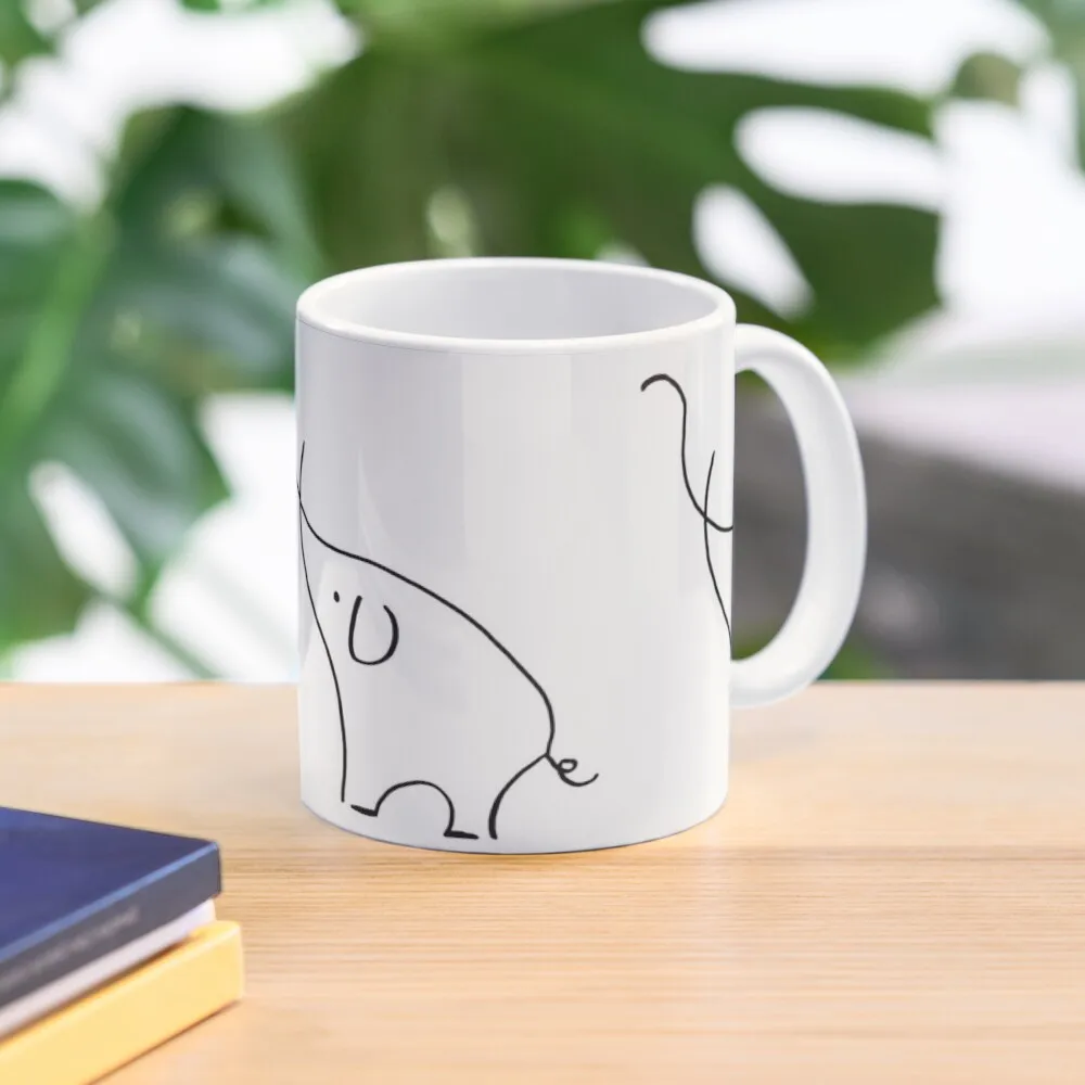 Minimalist Elephant Classic  Mug Simple Printed Coffee Image Picture Design Photo Cup Gifts Drinkware Handle Round Tea