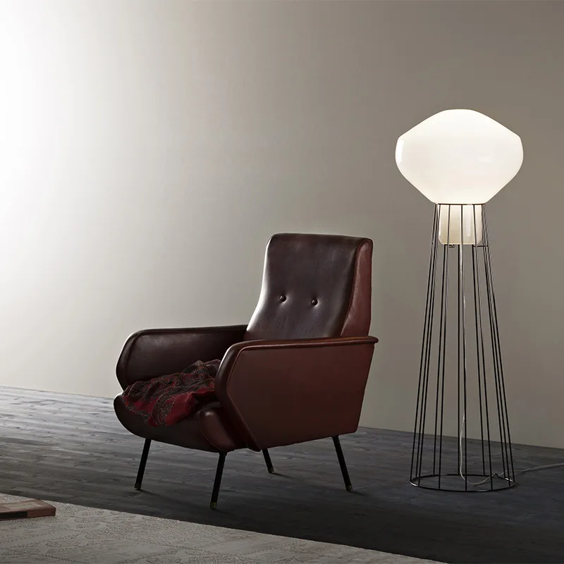 Italy Design Metal Floor Lamp with Glass Lampshade Table Desk Light E27 Bulb