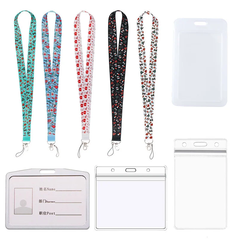 Lovely Cartoon Doctor Nurse Cellphone Neck Strap Necklace Type Staff ID Name Badge Holder Lanyard Work Pass Bus Card Sleeve Rope