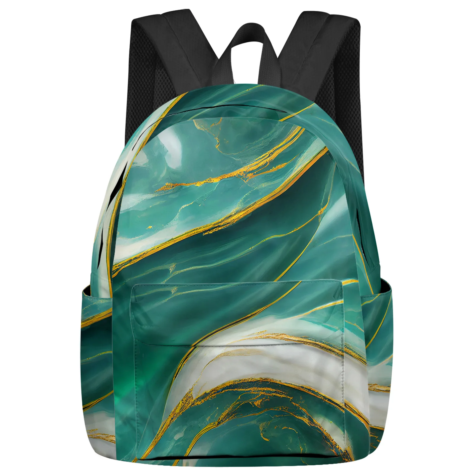 

Marble Texture Green Women Man Backpacks Waterproof Travel School Backpack For Student Boys Girls Laptop Book Pack Mochilas