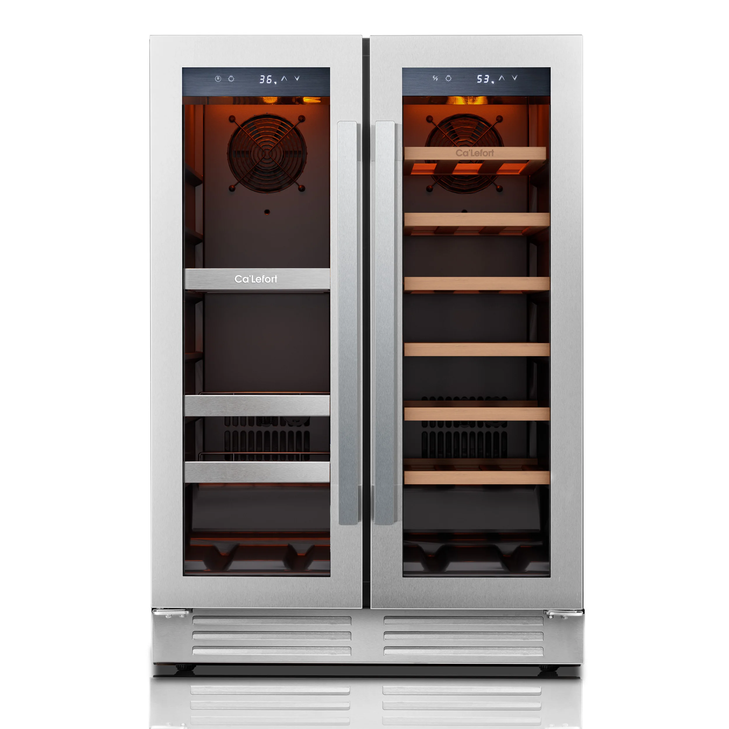 Ca’Lefort 116L Wein- und Getränkekühler mit zwei Zonen – 21 Flaschen + 60 Dosen-Kühlschrank, Kompressorkühlung mit verstellbarem 34–72 ° F für Zuhause