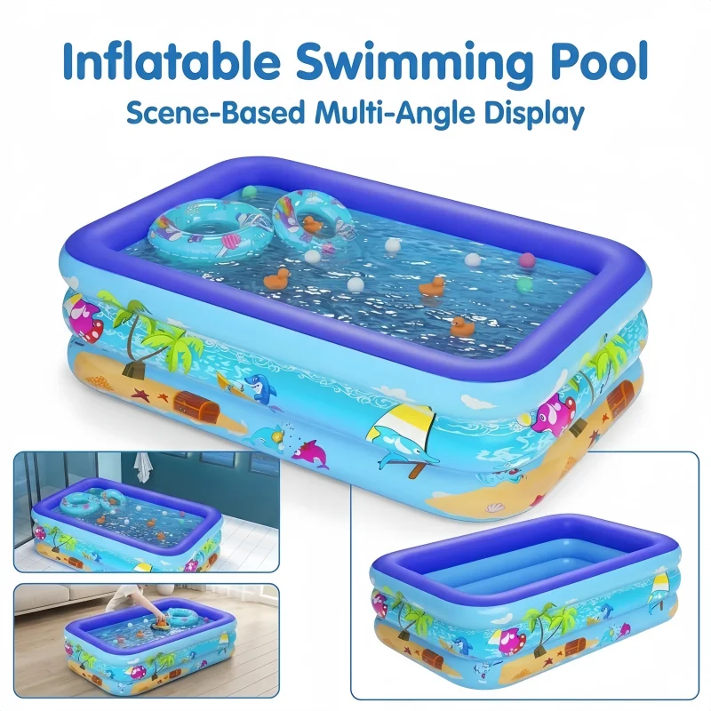 Piscina inflable de 110-180 cm, piscina de PVC para interiores y exteriores, piscina de dibujos animados, piscina gruesa para niños pequeños