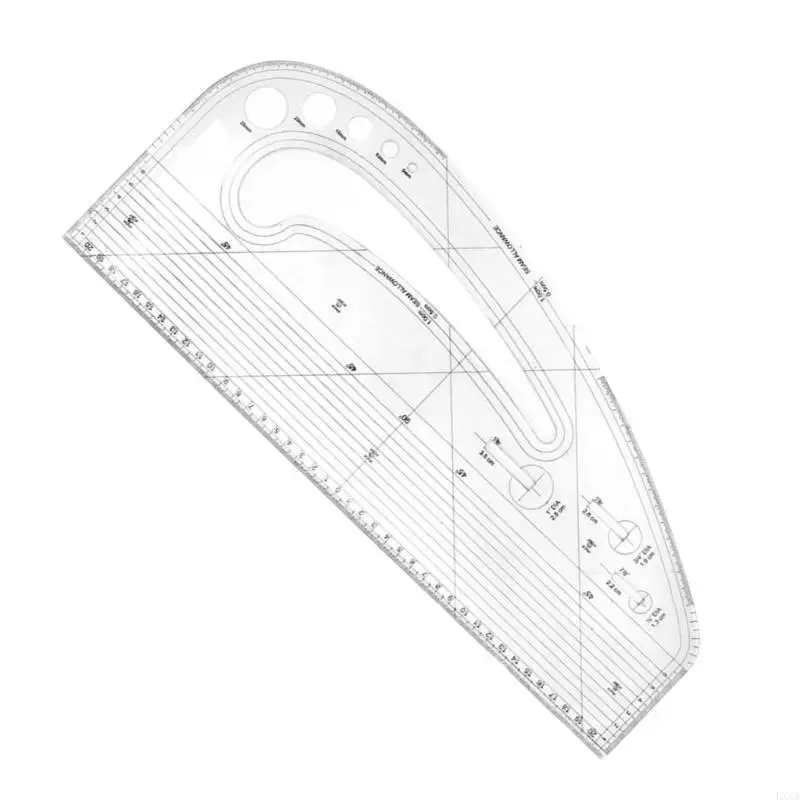 

LXAA Sewing Template Acrylic Pattern Making Ruler Featuring 5 Button Cutting Guides 3 Eyelet Markers For Craft Projects