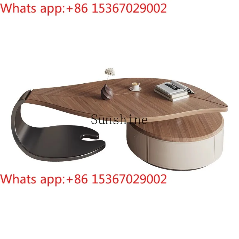 Medieval style solid wood leaf coffee table household living room modern simple creative TV cabinet combination