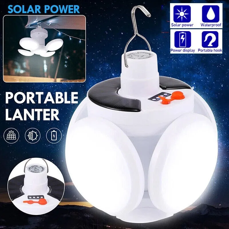 

Solar Hanging Light Camping Outdoor Light Lamp Lantern Rechargeable With Remote