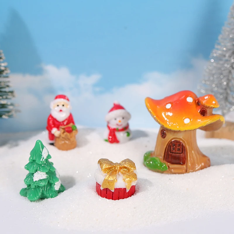 Creative Cute Mini Santa Claus Snowman Christmas Tree Resin Car Home Ornaments Micro Landscape Decoration DIY Accessory Kid Gift