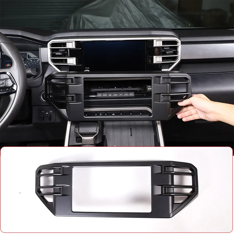 

ABS matte black Car Central Control Air Vent Outlet Cover Navigation Screen Frame Trim For Toyota Tundra 2022 2023 Accessories