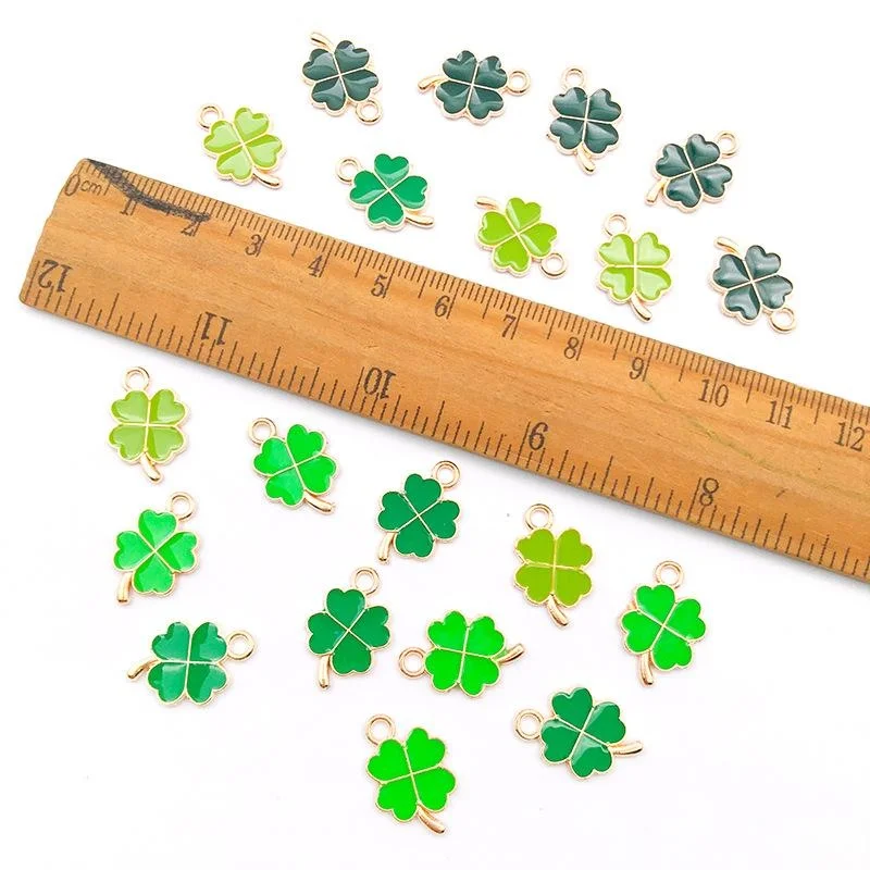 20Pcs St. Patrick's Day Charms Shamrock Enamel Pendants Jewelry Making Charms for Necklace Bracelet Earring DIY Craft Decoration