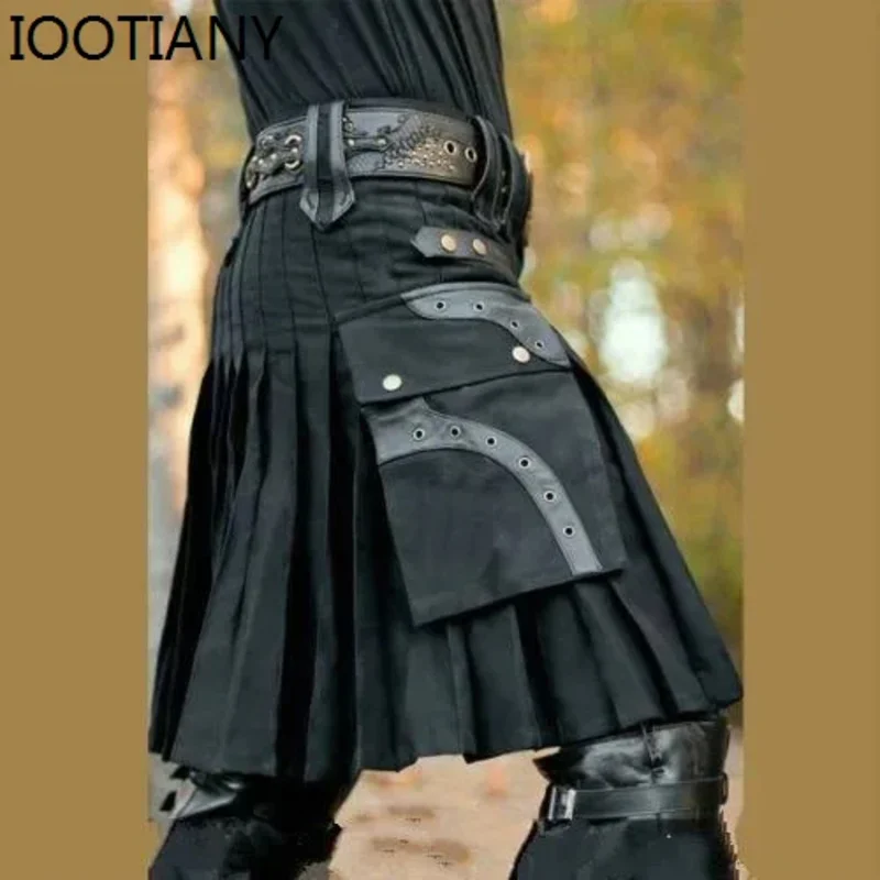 25COSIOOTIANY vestido kilt escocés Medieval para hombre falda tradicional renacentista faldas clásicas de Metal Steampunk Saias Cosplay Costu