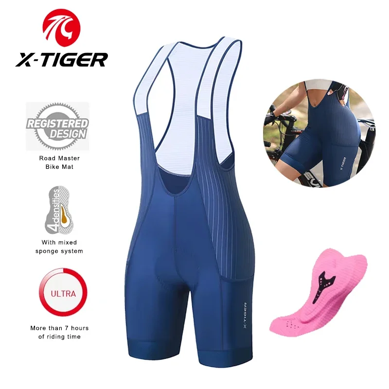 

X-TIGER Women's Pro Cycling Racing Shorts Breathable Comfort Mesh Cushioned Cycling Shorts Outdoor Mountain Road Bib Shorts