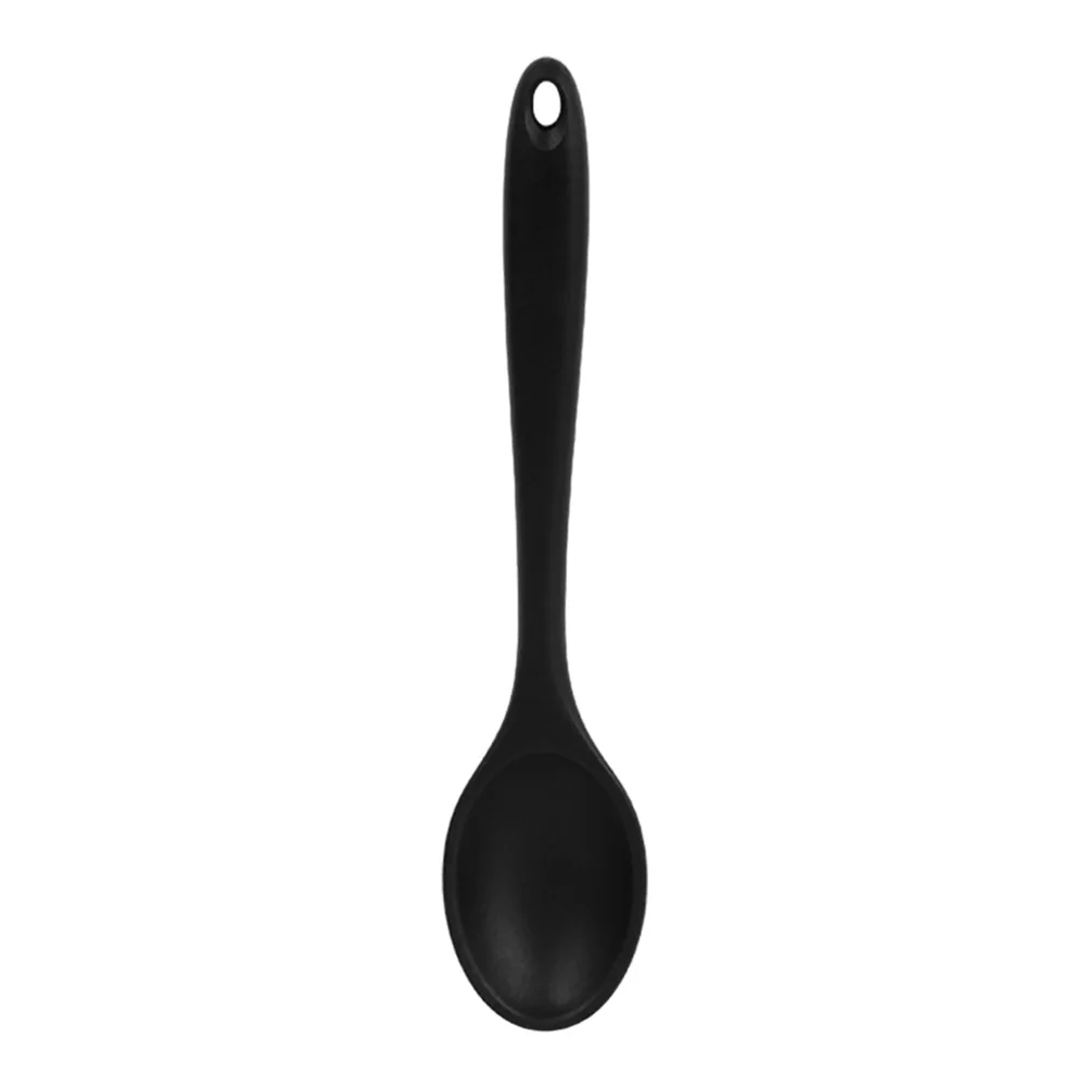 

Silicone Kitchen Spoon Mixing Spoon for Cooking Baking Stirring Serving Black Small Heat Resistant Stable Shape Nonstick
