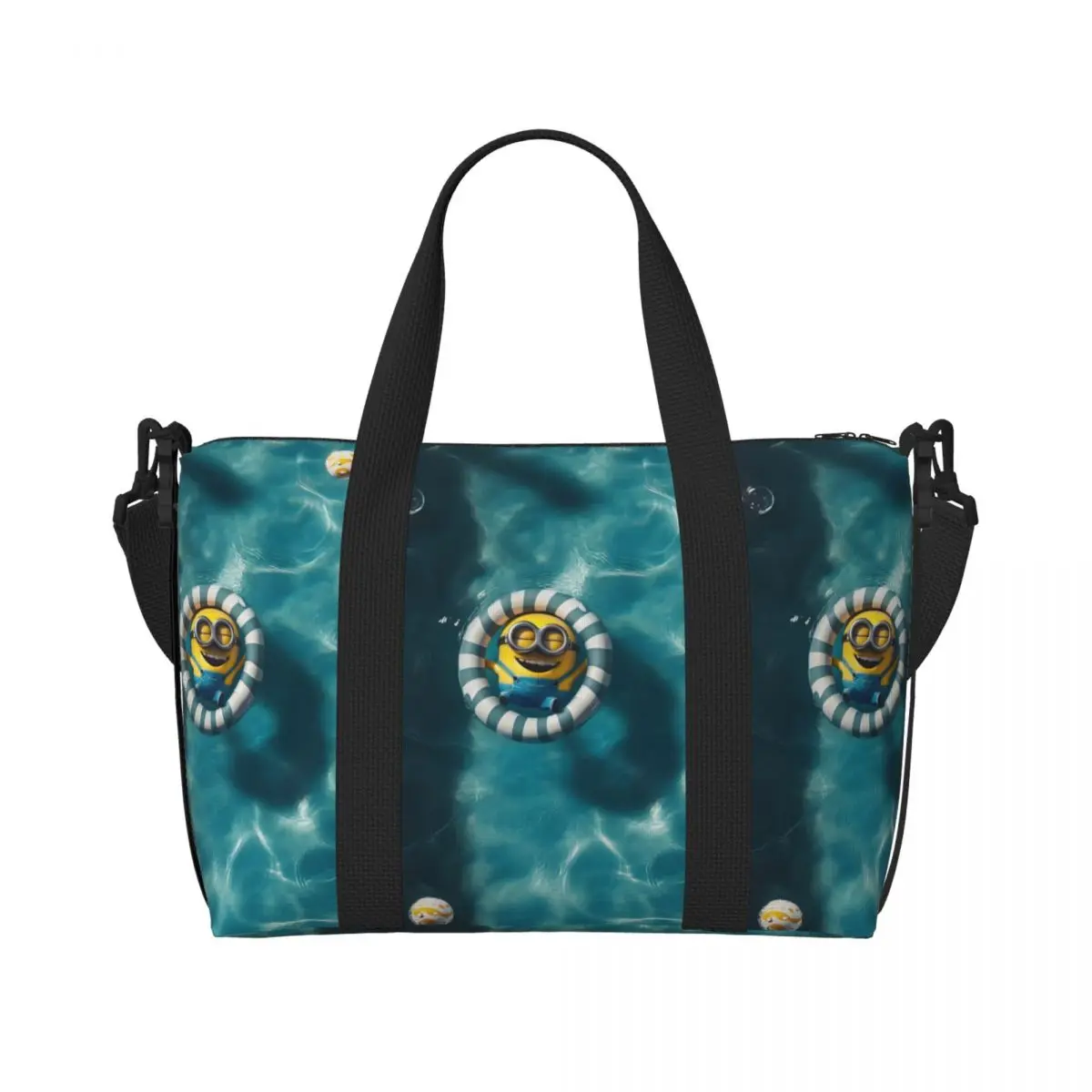 

Custom M-Miniones Beach Tote Bag for Women Kawaii Doll Funny Pattern Large Compartment Gym Beach Travel Bags