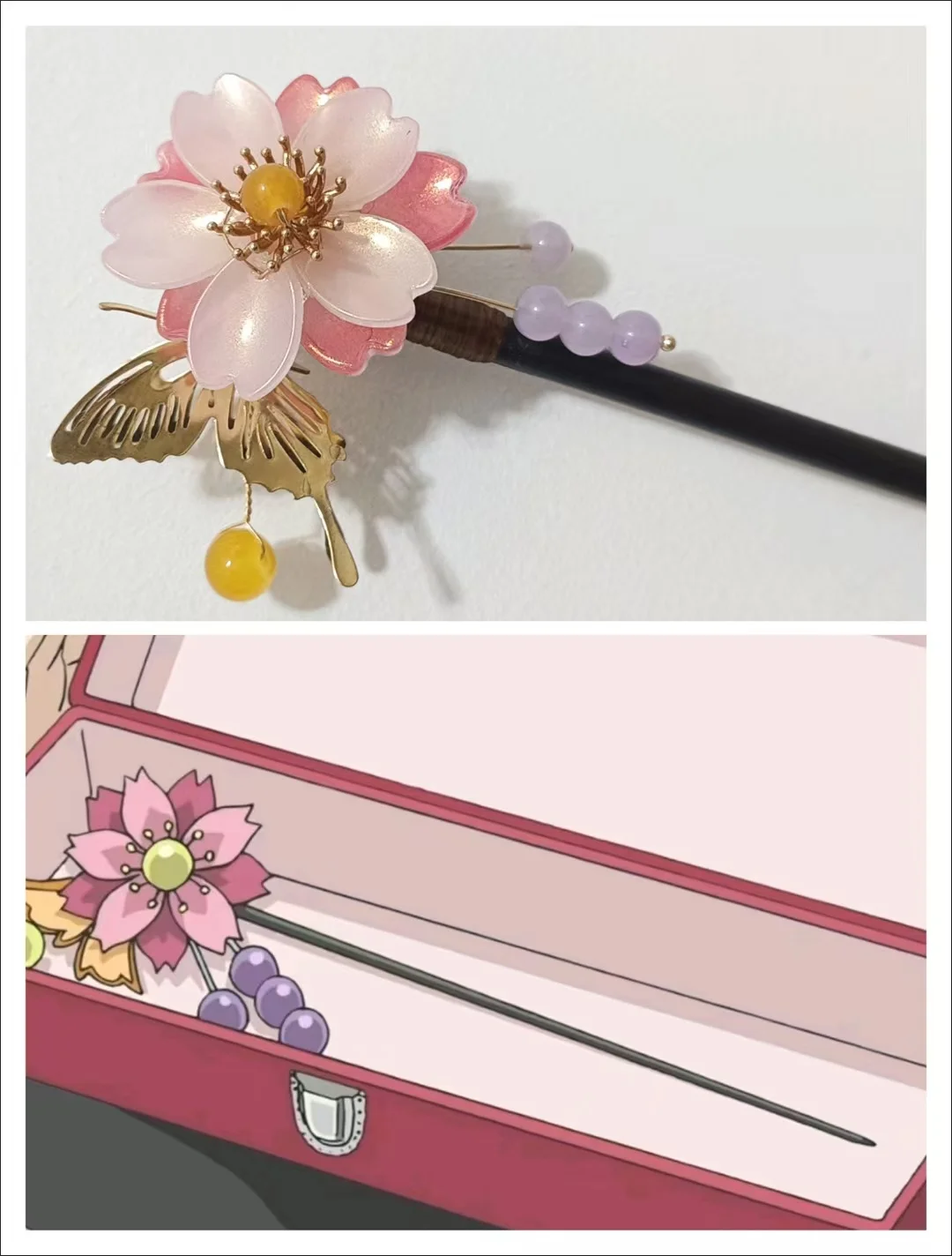 Anime Kamisama Kiss Momozono Nanami Pink Kanzashi Hairpin Cosplay Handmade for Kimono Halloween Christmas Party Hair Stick Gift
