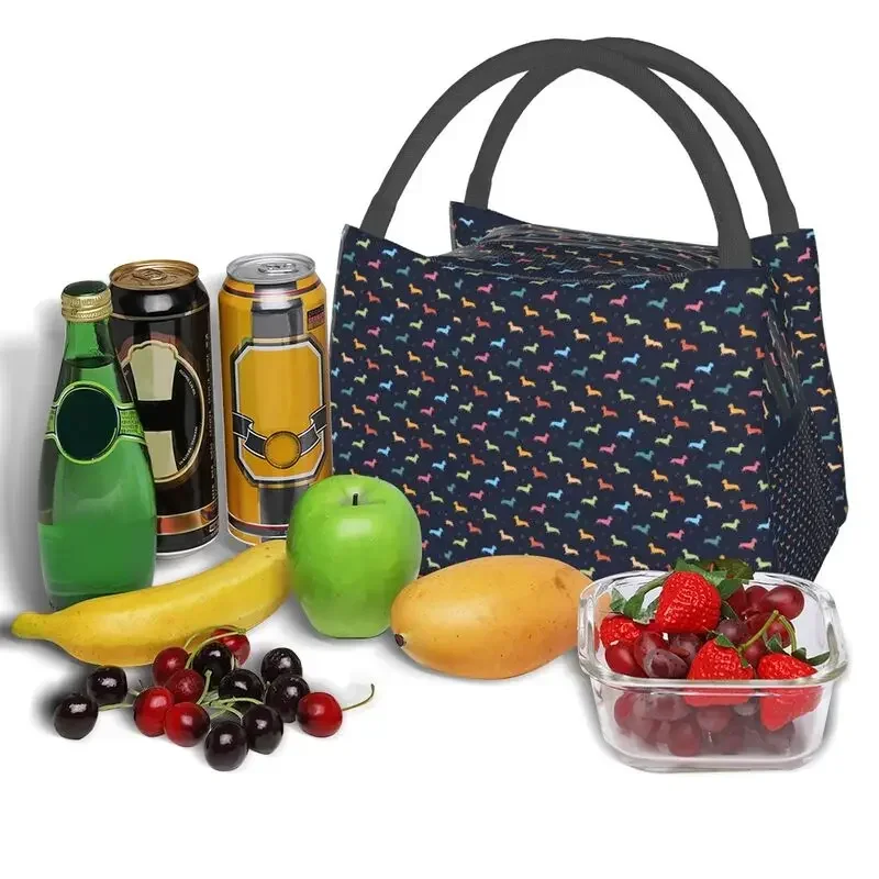 Sausage Dog And Hearts Lunch Boxes Leakproof Dachshund Thermal Cooler Food Insulated Lunch Bag Travel Work Pinic Container