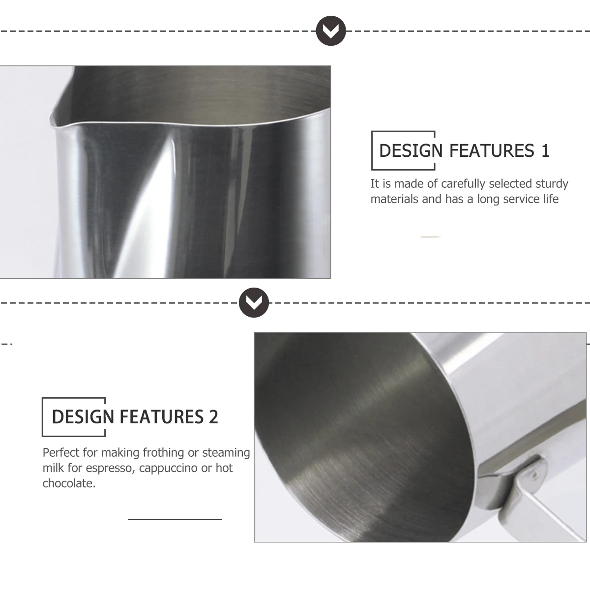 

Stainless Steel Frothing Pitcher Steaming Cup Coffee Frothing Pitcher Shop Home Thermometer Measurements Latte Silver