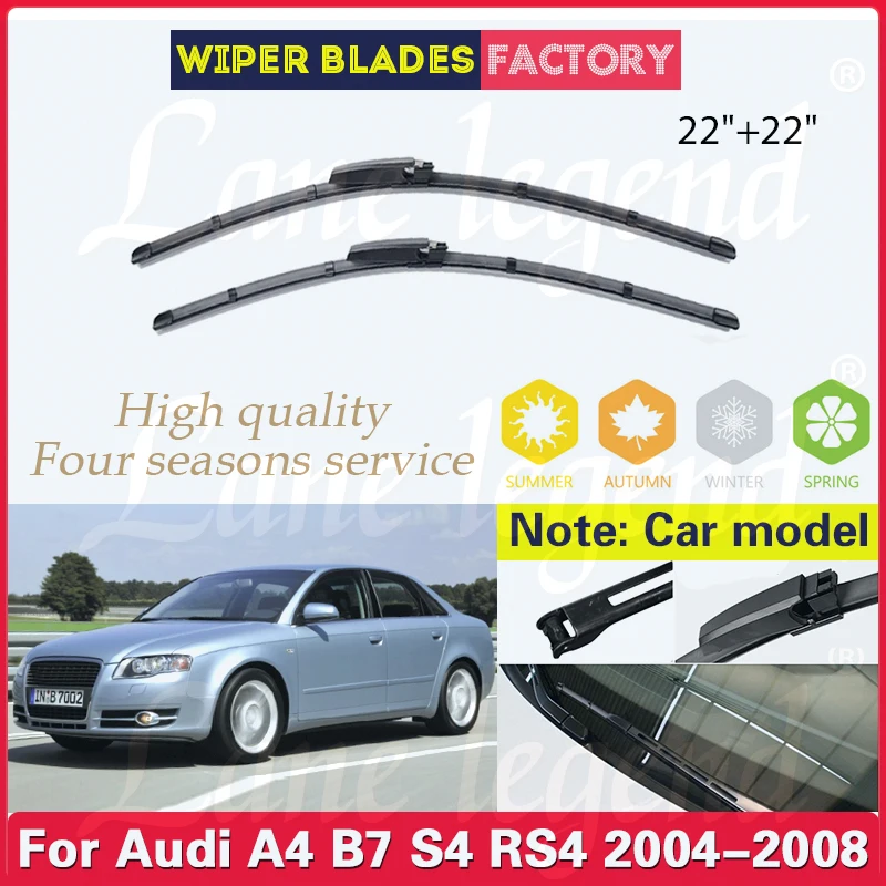 

2pcs For Audi A4 B7 S4 RS4 2004 2005 2006 2007 2008 Wiper LHD Front Wiper Blades Windshield Windscreen Front Window 22"+22"