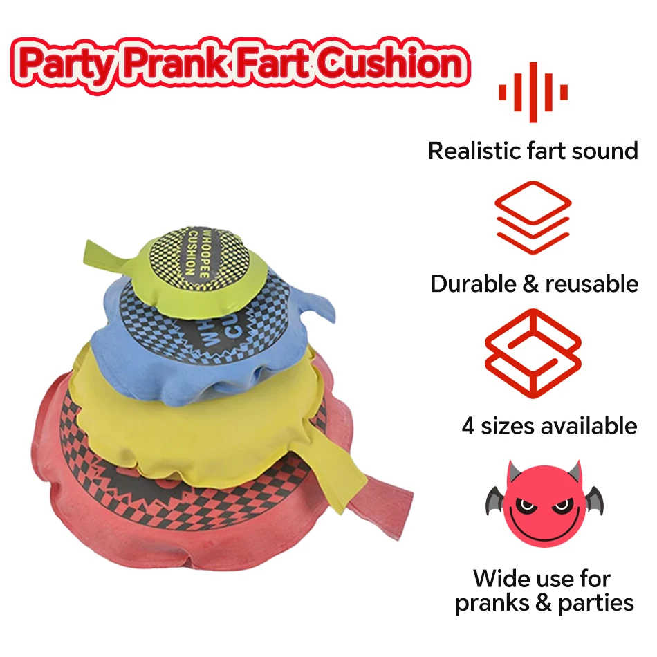 4 Sizes Available Whoopee Cushion Funny Party Prank Toys Sponge Butt Pad Friends Prank Props Simulated Farting Sound Simulator