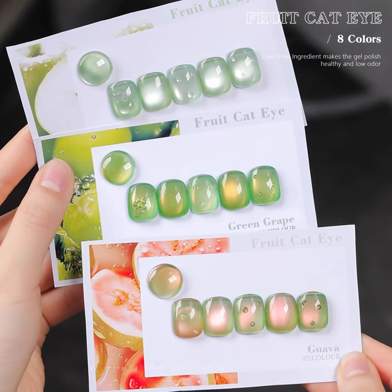 Vendeeni Fruit Light 8Color Jelly Cat Eye Magnetic Gel Nails 15ml Macaron Fruit Glass Beads Cat's Eye UV Gel Nail Polish