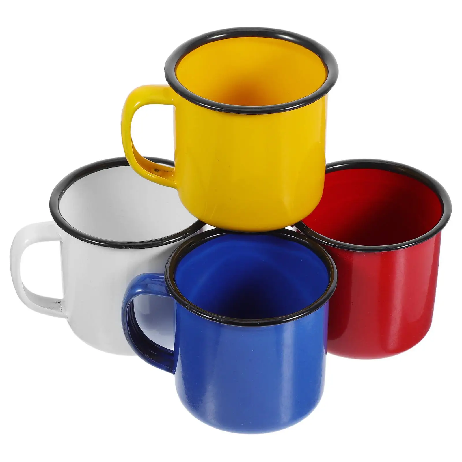 

4 Pcs Enamel Drinking Cup Retro Creative Coffee Tea Mug Household Simple Style Easy Clean Glassware Bar Supplies