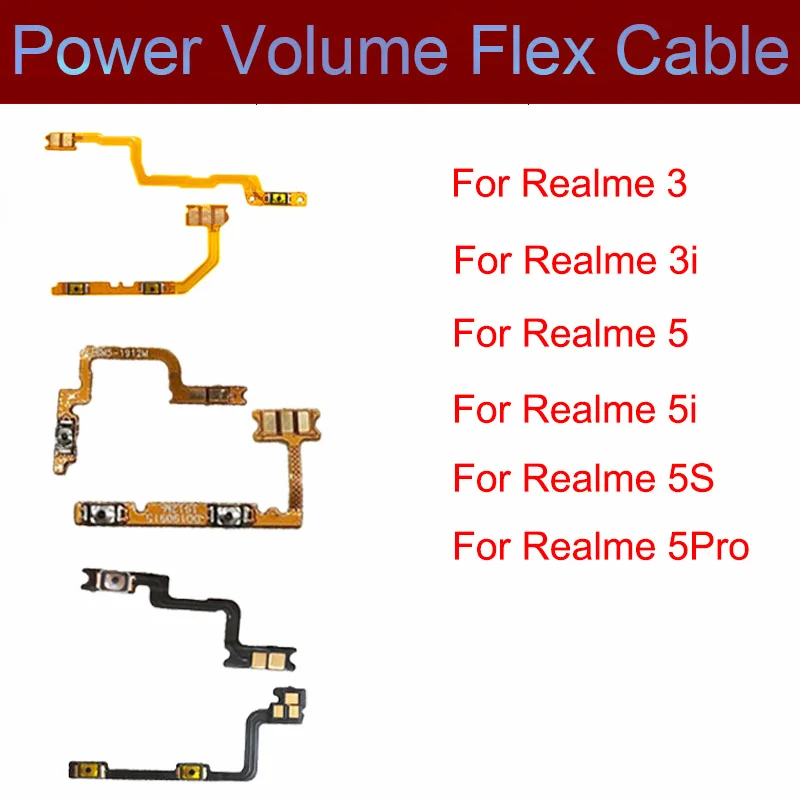 

Power Volume Buttons For Oppo Realme 3 3i 3Pro 5 5i 5S 5Pro ON OFF Side Power Volume Button Keys Flex Cable Ribbon Spare Parts