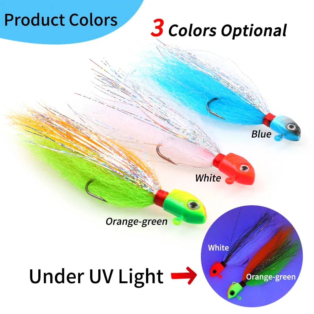 10g 15g 20g เหยื่อตกปลาแบบจมอย่างรวดเร็วเหยื่อปลอมพร้อมไฟเบอร์กะพริบเบส/น้ำจืด/น้ำเค็ม