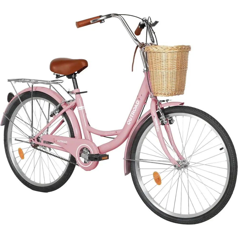 

24-26 Inch Adult Comfort Cruiser Bike with Rear Rack or Basket - High-Carbon Steel Frame