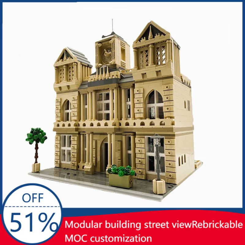 

2860Pcs Old Town Hall Modular Modified Build Of 21061 Custom Building Blocks Modular City Hall Model Educational Assembly Toya