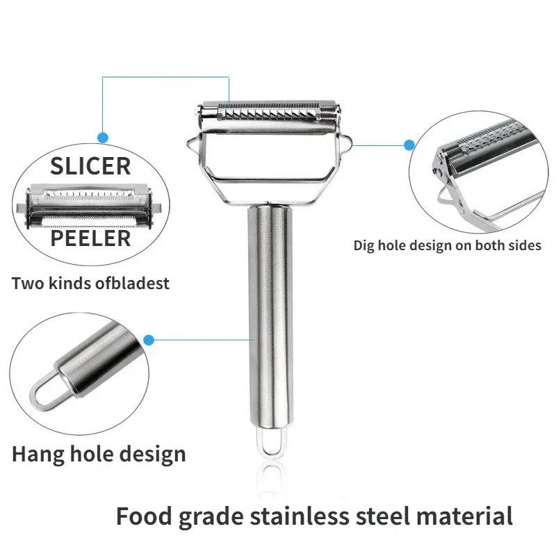 Stainless Steel Multifunctional Kitchen Peeler - Durable Vegetable & Fruit Peeler Potato Slicer Household Carrot Shredder