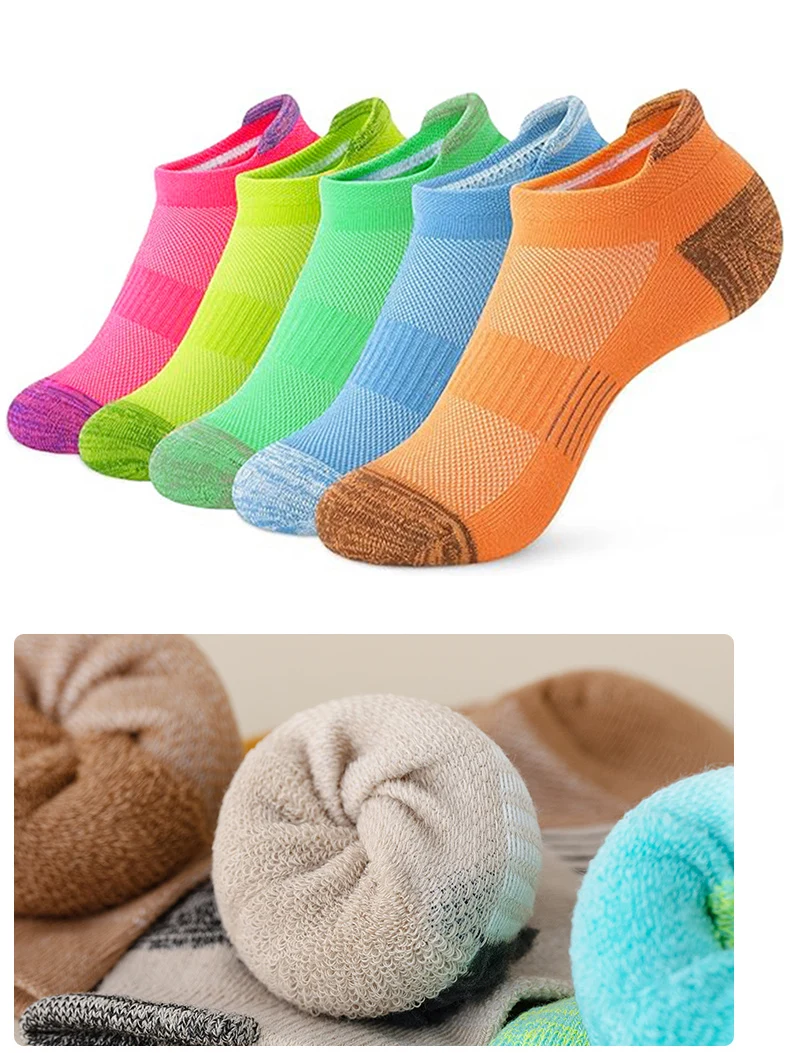 5/15 paires de chaussettes épaisses antidérapantes avec fond de serviette, chaussettes de Sport respirantes à Tube court, absorbant les chocs professionnel