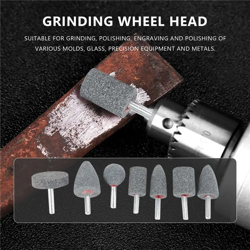 ABBQ SALE Abrasive Stone Points Set Grinding Wheel Polishing Head Bit with 1/4-Inch Shank 7Pcs Grinding Stones