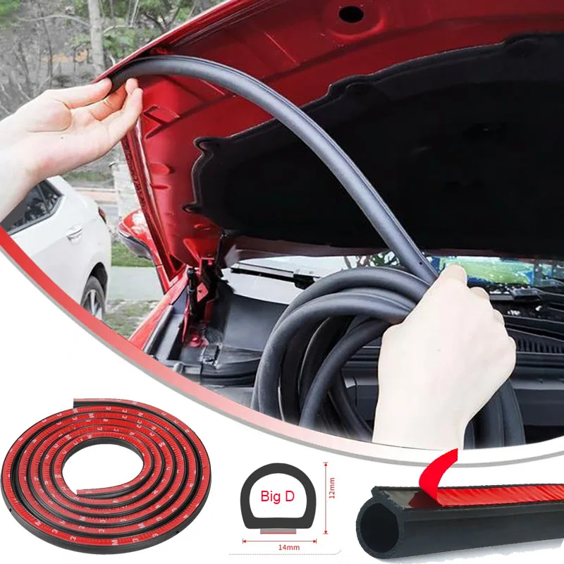 4/8/16/25M Car Rubber Door Big D Type Car Door Hood Seal Strip Universal Noise Insulation EPDM Soundproofing For Auto Seal Strip