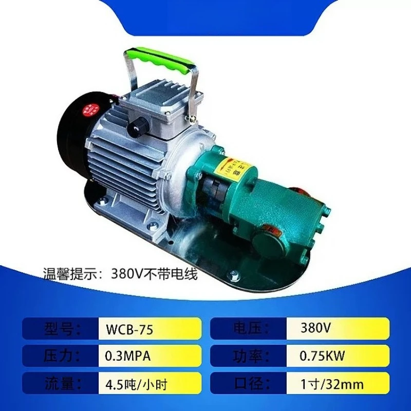 220V Portable Single Phase Electric Gear Oil Pump WCB75 Portable Gear Pump, Oil Barrel Pump, Oil Suction Pump