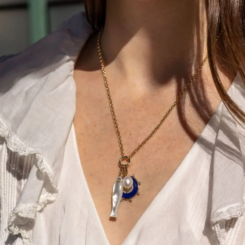 Beach Series Fish Pendant Copper Plated 14K Gold Color Fish Ocean Jewelry Retention Colorful Fish Animal Charms DIY Pendants