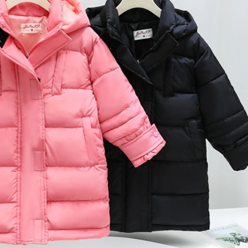 Girls Coat Jacket Winter Cotton Windbreak 2023 Black Warm Plus Thicken Teenagers Plus Size Outwear Sport Children's Clothing